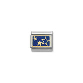 Nomination COMPOSABLE CLASSIC PLAETTCHEN Edelstahl, Email und 18k gold (44_Sterne Hintergrund BLAU)